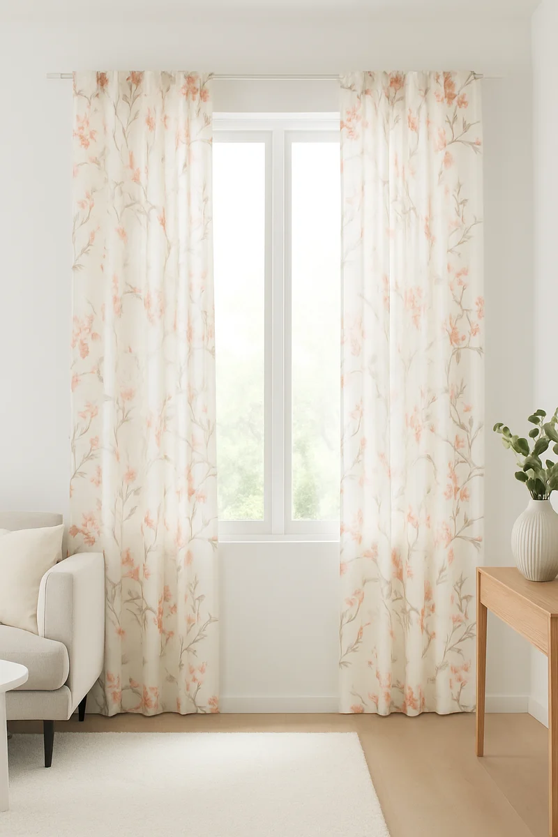 Schlaufenschal Blume apricot BxH 140x245cm offwhite 2557
