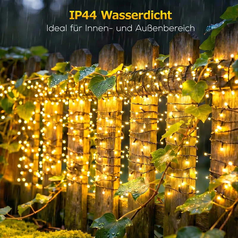 Salcar Solar Lichterkette Außen mit Fernbedienung – Warmweiß LED Gartenbeleuchtung mit 13 Modi, Wetterfest Solar Lichterkette für Balkon, Terrasse, Garten & Hochzeit