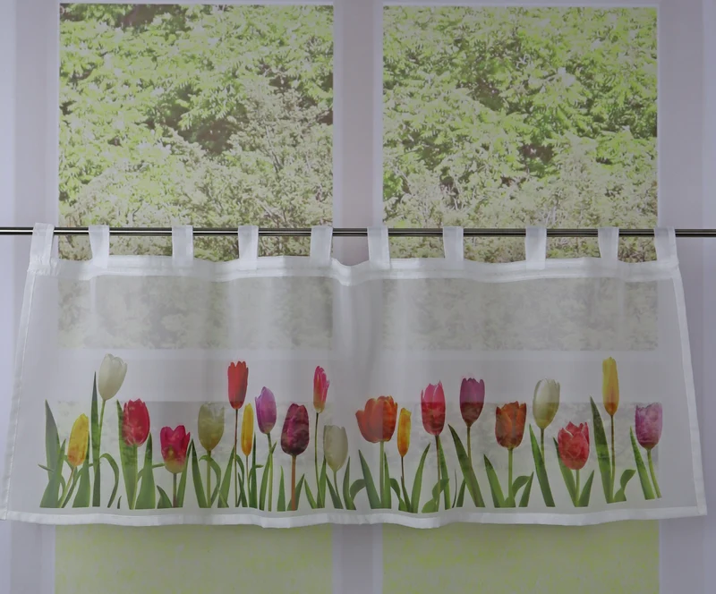 Scheibengardine Schlaufen Panneaux HxB 50x140cm Tulpen 4071