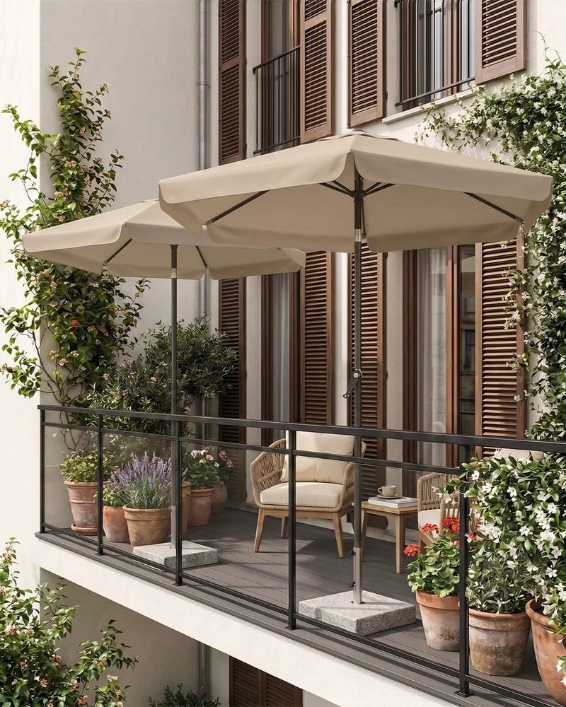 Sekey Sonnenschirm Ø200 cm rund mit Kurbel & Knickfunktion – Balkon Sonnenschirm UV50+, wetterfest & stabil für Terrasse, Garten & Camping