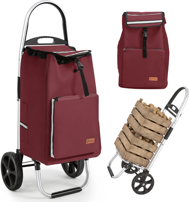 Sekey Einkaufstrolley 3-in-1 klappbar – 50L Einkaufswagen mit Kühlfach, großen Rädern & Sackkarren-Funktion, leichtes Aluminium