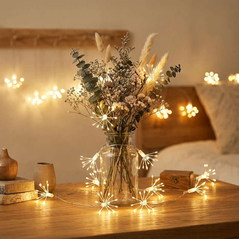 Salcar LED Feuerwerk Lichterkette Warmweiß – 45 / 90 LEDs, 3D Leuchtstäbe, 3 & 6 Stränge, batteriebetrieben, Fenster & Deko