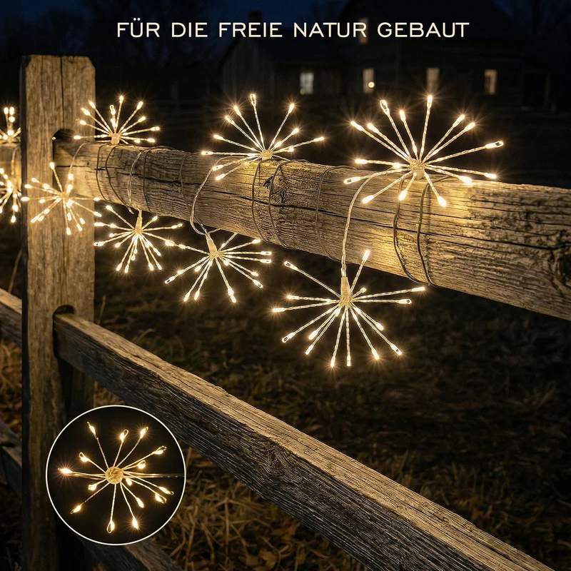 Salcar LED Solar Feuerwerk Lichterkette Außen – 150 LEDs, 10 Stränge, 8 Modi, Fernbedienung, Warmweiß Garten- & Weihnachtsdeko