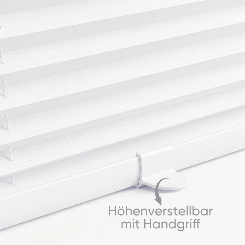 Sekey Klemmfix Plissee ohne Bohren – freihängend, verstellbare Schnurspanner, 1,5 cm Alu-Schiene, Weiß