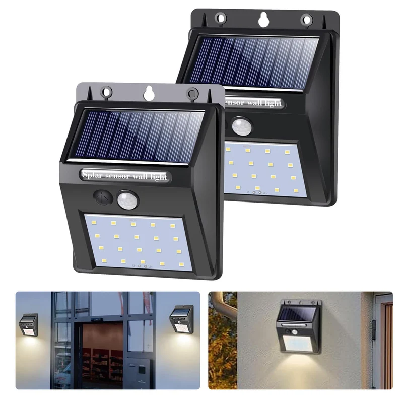 Salcar Solar Wandleuchten mit Bewegungsmelder, 800 Lumen, Warmweiß, IP44 Wasserdicht – Solarlampen für Außenbereich, Garten, Balkon, Terrasse