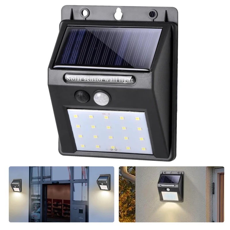 Salcar Solar Wandleuchten mit Bewegungsmelder, 800 Lumen, Warmweiß, IP44 Wasserdicht – Solarlampen für Außenbereich, Garten, Balkon, Terrasse
