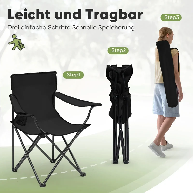Sunula faltbarer Campingstuhl, ultraleicht, 1,65 kg, mit Getränkehalter, Tragetasche, kompakt klappbar, ideal für Camping, Garten und Ausflüge