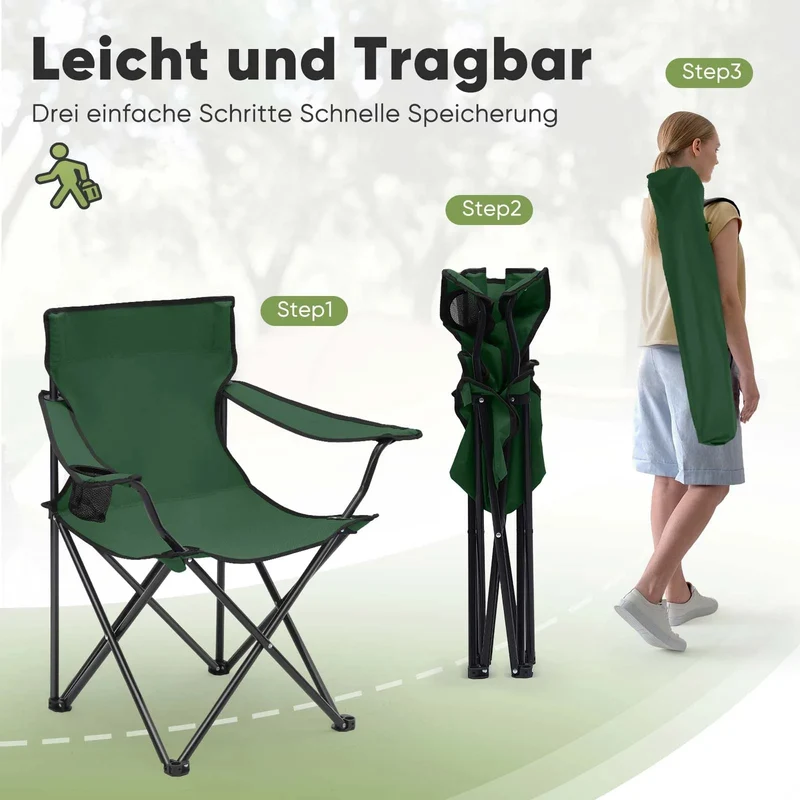 Sunula faltbarer Campingstuhl, ultraleicht, 1,65 kg, mit Getränkehalter, Tragetasche, kompakt klappbar, ideal für Camping, Garten und Ausflüge