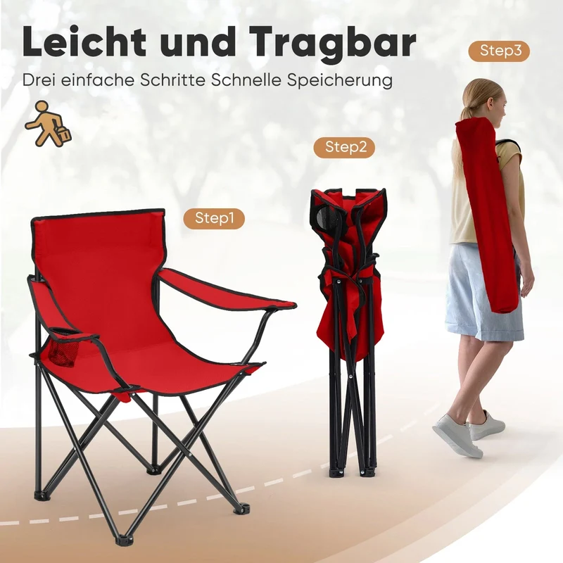 Sunula faltbarer Campingstuhl, ultraleicht, 1,65 kg, mit Getränkehalter, Tragetasche, kompakt klappbar, ideal für Camping, Garten und Ausflüge
