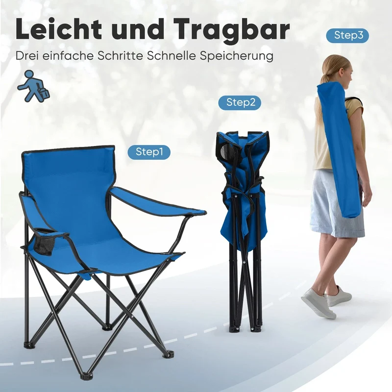 Sunula faltbarer Campingstuhl, ultraleicht, 1,65 kg, mit Getränkehalter, Tragetasche, kompakt klappbar, ideal für Camping, Garten und Ausflüge