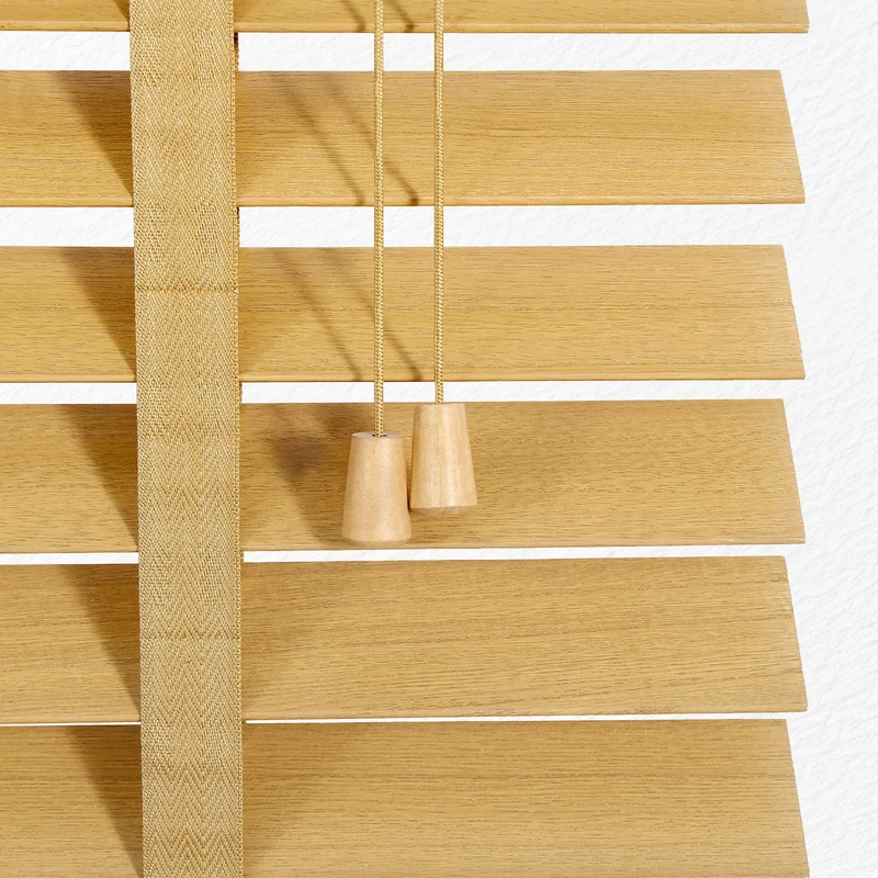 Sekey Jalousie aus Echtholz- Naturholzfarbe - 50 mm Lamellen mit natürlicher Holzoptik