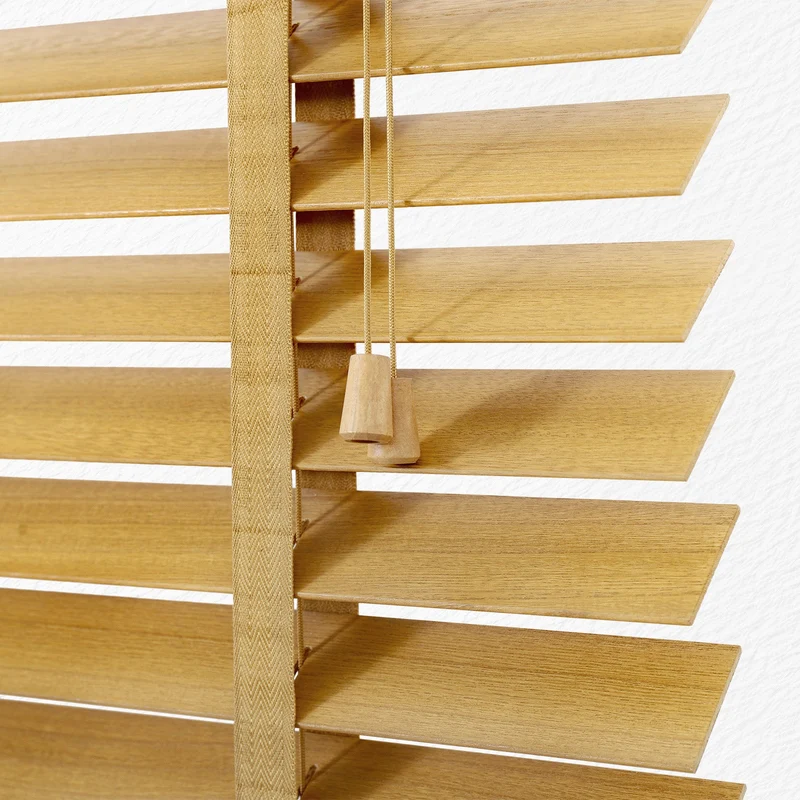 Sekey Jalousie aus Echtholz- Naturholzfarbe - 50 mm Lamellen mit natürlicher Holzoptik