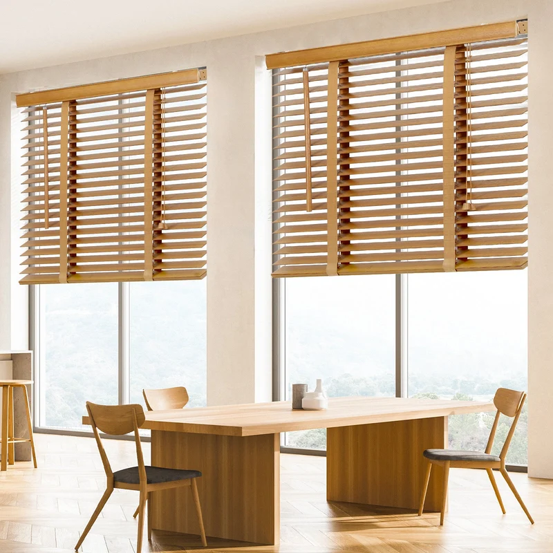 Sekey Jalousie aus Echtholz- Eichenfarbe - 50 mm Lamellen mit natürlicher Holzoptik