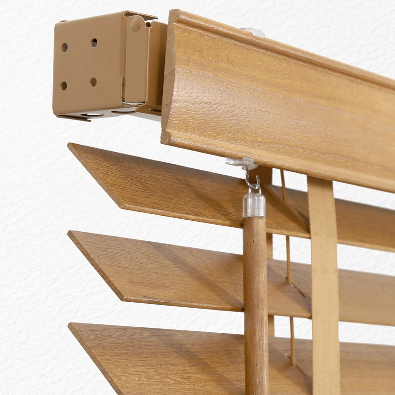 Sekey Jalousie aus Echtholz- Eichenfarbe - 50 mm Lamellen mit natürlicher Holzoptik