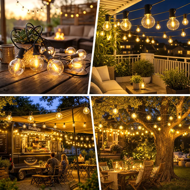 Salcar G40 Solar Lichterkette Außen 15 m (20+1 Glühbirnen), LED Solar Gartenleuchte Outdoor, Warmweiß, Solar & USB aufladbar, Fernbedienung, 8 Modi, Dimmbar, Timer, IP44 wetterfest für Garten, Balkon & Terrasse
