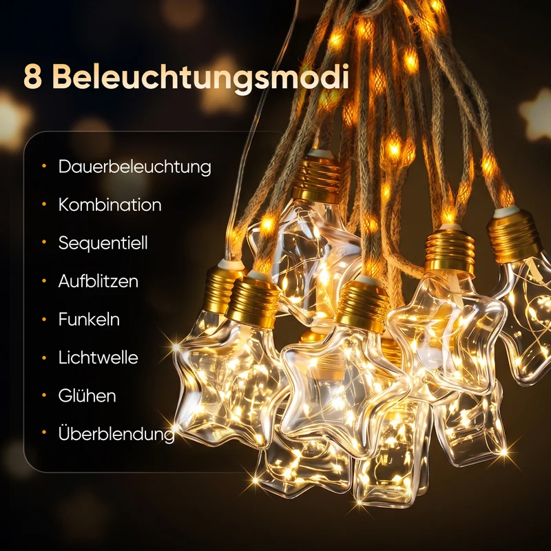 Salcar LED Solar Hanfseil Lichterkette Außen Vintage, 8 m (5 m + 3 m), 10 Glühbirnen mit 149 LEDs, Warmweiß, Solar & USB aufladbar, Fernbedienung, 8 Lichtmodi, Wetterfest für Garten, Balkon & Terrasse