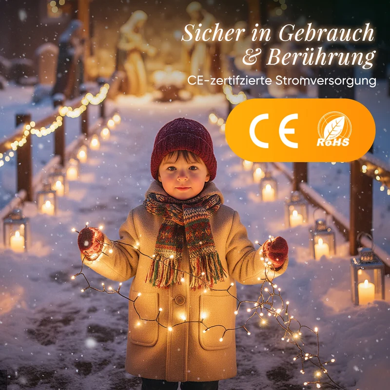 Salcar Weihnachtsbaum Lichterkette mit Ring & Girlanden – Warmweiß & Bunt, 9 Modi, Timer & Speicherfunktion, IP44 Wasserdicht – Für 0,9m bis 3,5m Tannenbäume