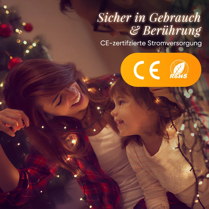 Salcar Weihnachtsbaum Lichterkette mit Ring & Girlanden – Warmweiß & Bunt, 9 Modi, Timer & Speicherfunktion, IP44 Wasserdicht – Für 0,9m bis 3,5m Tannenbäume