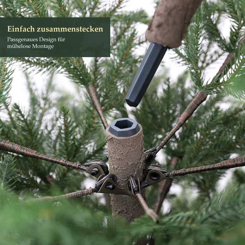 Salcar Premium Künstlicher Weihnachtsbaum aus 100 % PE Spritzguss – Realistischer Fichtenbaum mit naturgetreuem Stamm, stabilem Holzständer und Aufbewahrungsbeutel – 180 cm / 210 cm