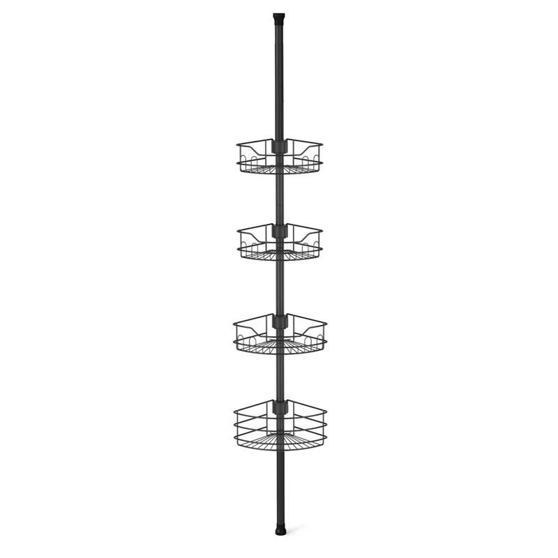 Sekey Duschregal Ohne Bohren – Höhenverstellbares Teleskop-Duschregal 79–315 cm mit Klicksystem, Rostfrei & Eck-Design, Stabiles Badezimmer-Organizer