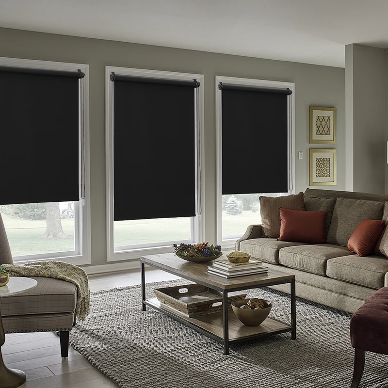 Sekey Verdunkelungsrollo ohne Bohren – Klemmfix Seitenzugrollo für Fenster, Sonnenschutz & Sichtschutz, 100 % Polyester, Schwarz