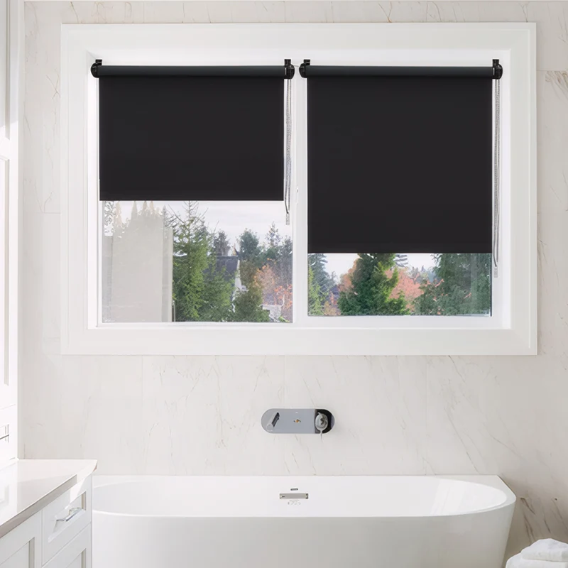 Sekey Verdunkelungsrollo ohne Bohren – Klemmfix Seitenzugrollo für Fenster, Sonnenschutz & Sichtschutz, 100 % Polyester, Schwarz