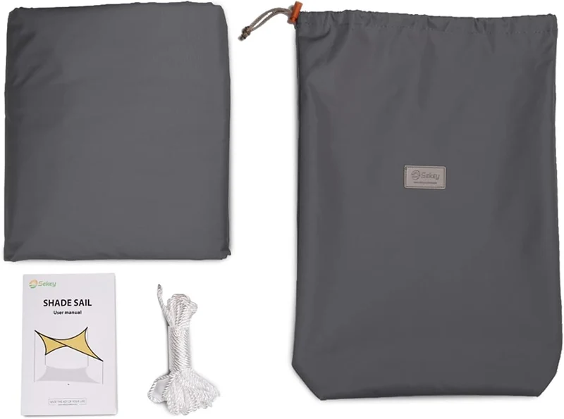 Sekey Sonnensegel Wasserdicht 3x4 m Rechteckig – PES Polyester 160 g/m², 95% UV-Schutz (UPF 50+), wetterfest & reißfest, mit Ösen & Befestigungsseilen für Balkon, Garten & Terrasse (Anthrazit)