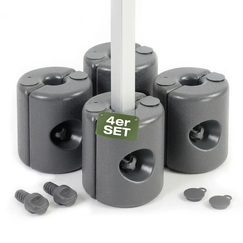 Sekey Pavillon Gewichte 4er Set – bis 64 kg befüllbar mit Wasser & Sand, HDPE wetterfest, Standfüße für Pavillon, Gartenzelt & Partyzelt, einfache Montage
