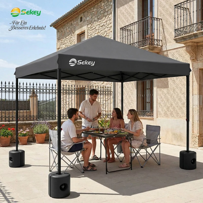 Sekey Pavillon Gewichte 4er Set – bis 64 kg befüllbar mit Wasser & Sand, HDPE wetterfest, Standfüße für Pavillon, Gartenzelt & Partyzelt, einfache Montage