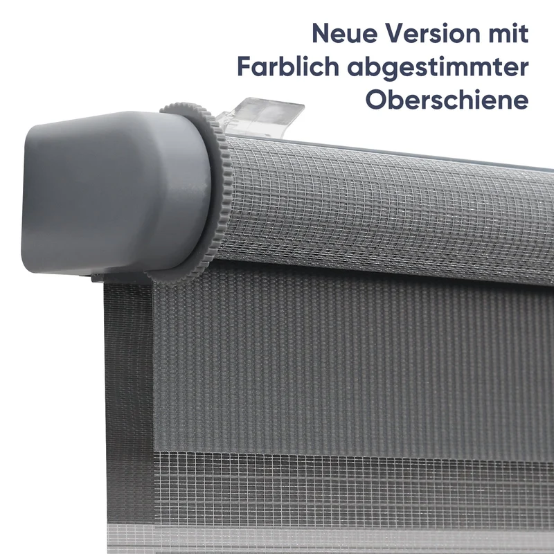 Sekey Schnurloses Doppelrollo Klemmfix - Grau - Duo Rollo ohne Bohren für Fenster & Türen