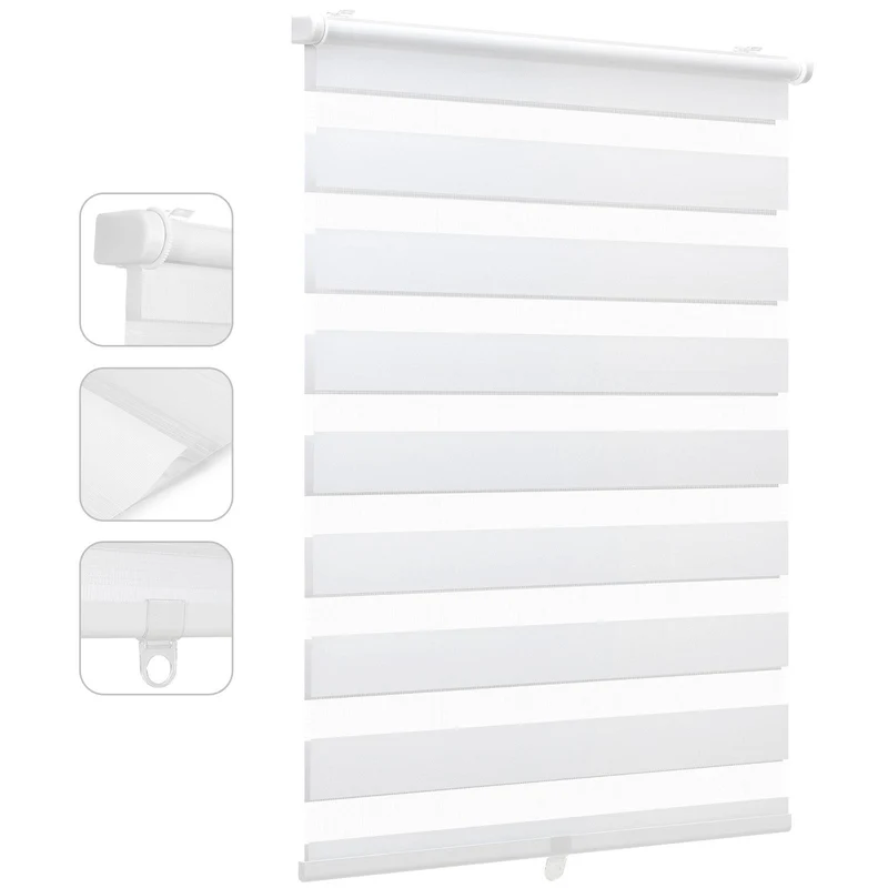 Sekey Schnurloses Doppelrollo Klemmfix - Weiß - Duo Rollo ohne Bohren für Fenster & Türen