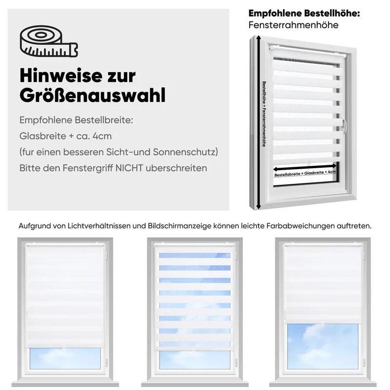 Sekey Schnurloses Doppelrollo Klemmfix - Weiß - Duo Rollo ohne Bohren für Fenster & Türen