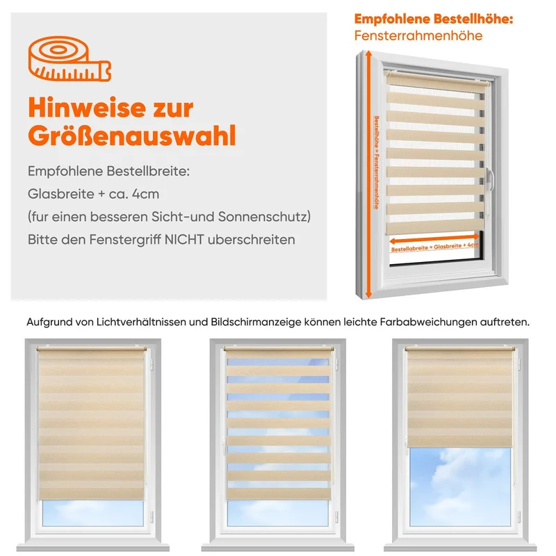 Sekey Doppelrollo - Klemmfix Duo Rollo ohne Bohren, Fensterrollo Jalousie, Sicht- & Sonnenschutz, Gelbleinen