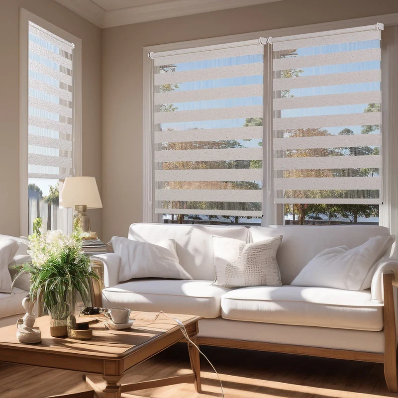 Sekey Stufenlos verstellbares Doppelrollo mit Klemmfix ohne Bohren, lichtdurchlässig & blickdicht, einfache Montage, ideal für Fenster in jedem Raum - Weiß