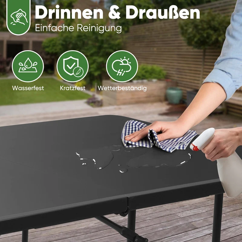 Sekey 3-tlg. Bierzeltgarnitur 180 cm – Klappbares Gartenmöbel-Set mit Tisch & 2 Bänken, Wetterfest & Tragbar für Garten, Balkon & Camping