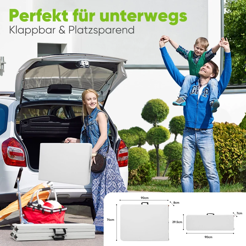 Sekey 3-tlg. Bierzeltgarnitur 180 cm – Klappbares Gartenmöbel-Set mit Tisch & 2 Bänken, Wetterfest & Tragbar für Garten, Balkon & Camping