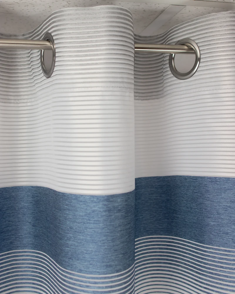 Ösenschal Deko Querstreifen blau grau 140x245cm 2421
