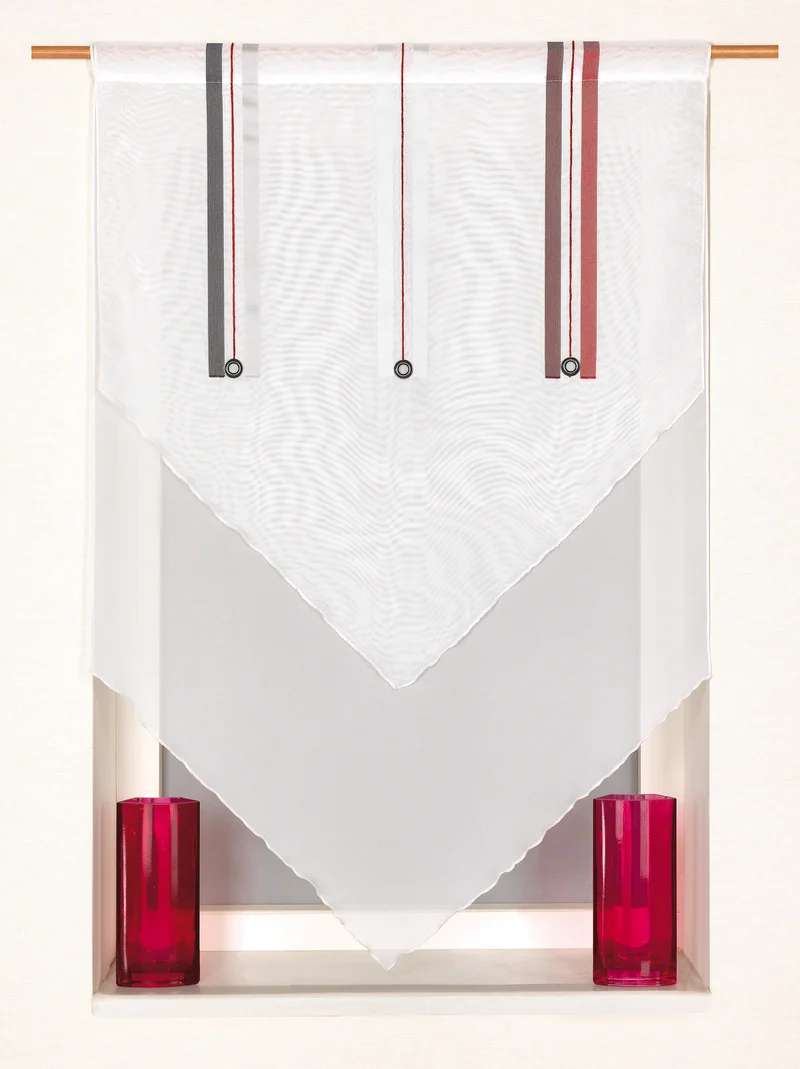 Design Kuvert Streifen rot Lagenoptik BxH 60x90cm Scheibengardine 2203