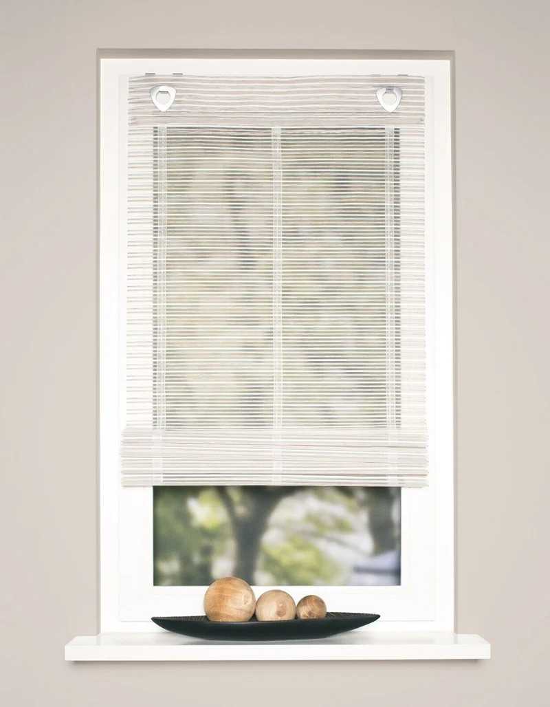 Raffrollo Bambusoptik taupe creme mit Haken ohne Bohren Rollo 45/60/80/95x130cm