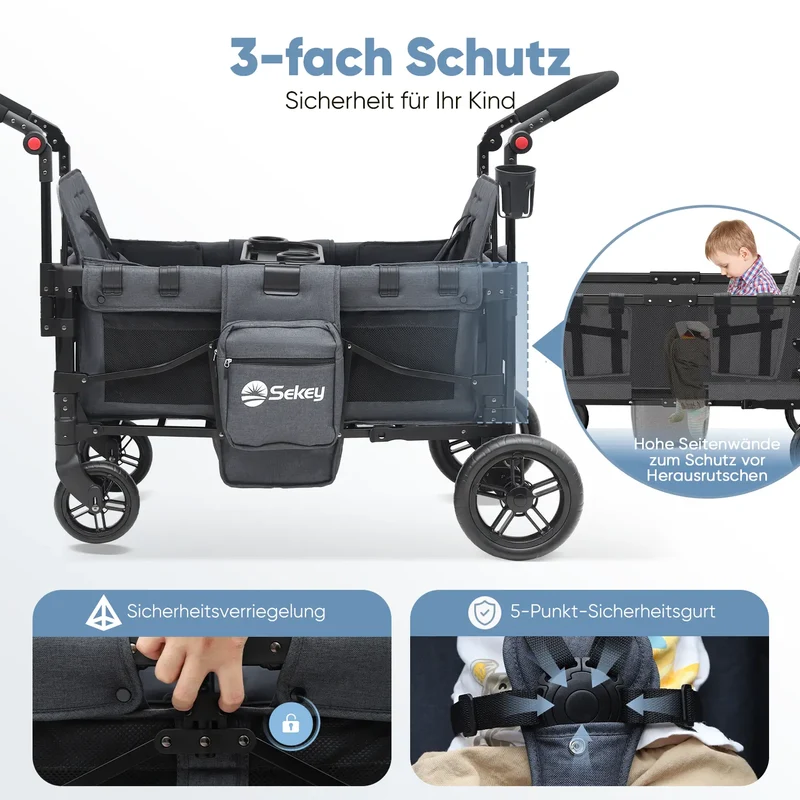 Sekey 80KG Faltbarer Kinderwagen für 2 Kinder zum Sitzen, 6060