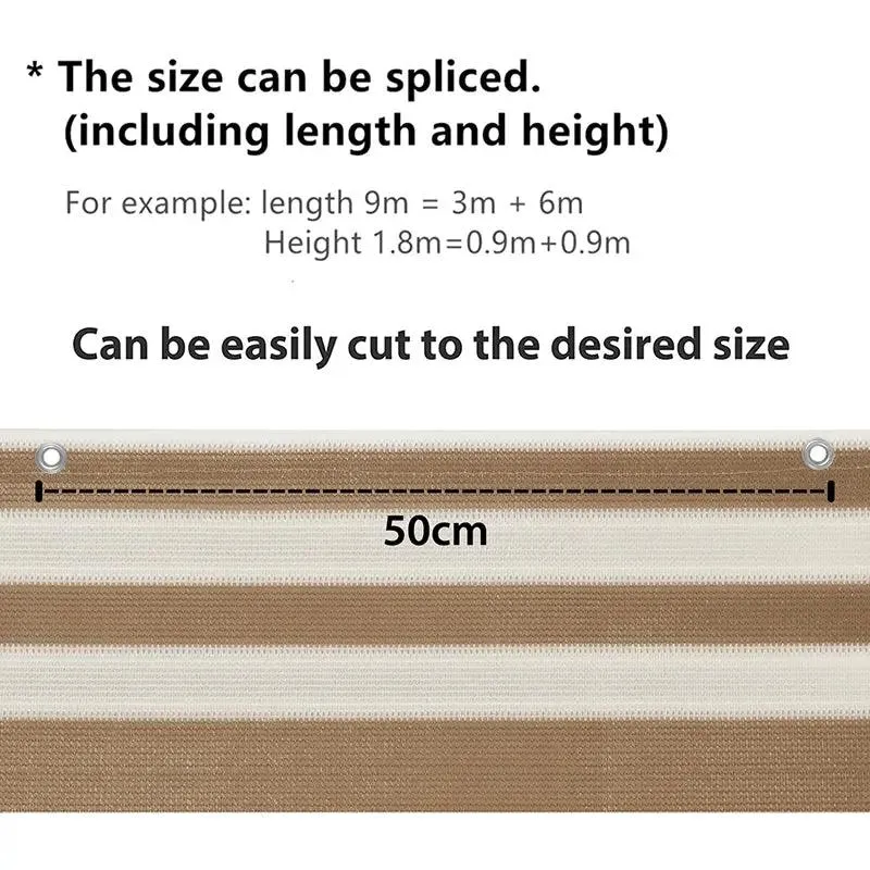 Sekey Balkon Sichtschutz aus 220 g/m² HDPE,Braun-gelb gestreift