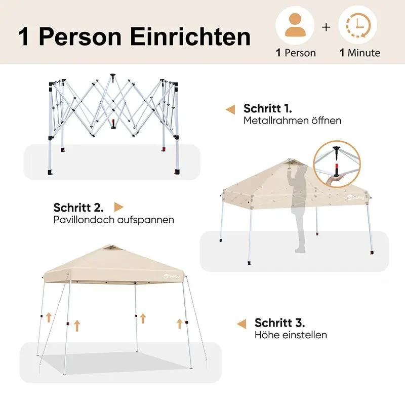 Sekey 300 x 300 cm Faltpavillon Mit Belüftetes Dach