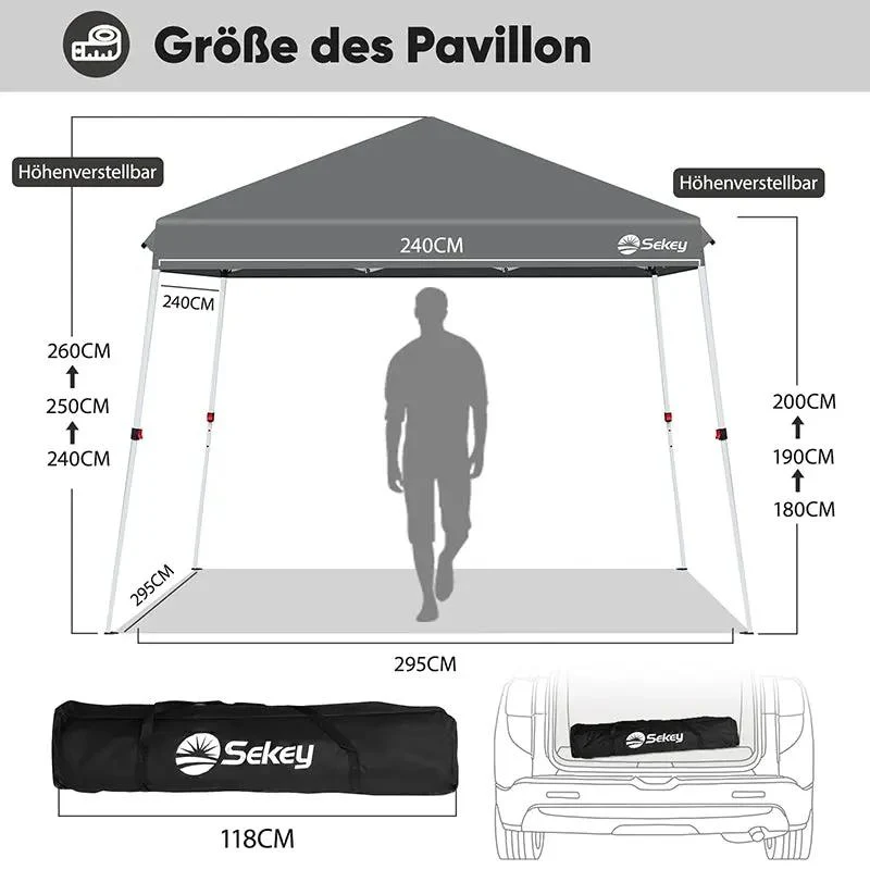 Sekey 300 x 300 cm Faltpavillon Mit Belüftetes Dach
