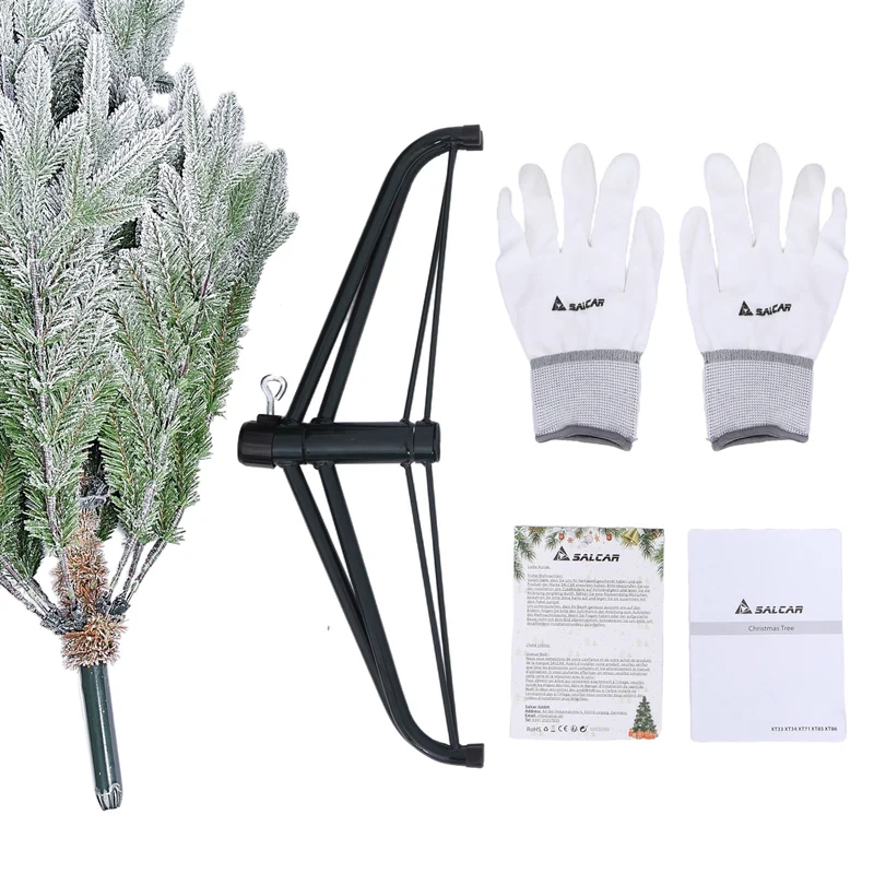 Salcar Künstlicher Weihnachtsbaum mit Schnee – Realistischer Tannenbaum aus PE & PVC, naturgetreu, schwer entflammbar, stabiler Metallständer, einfacher Aufbau, wiederverwendbar