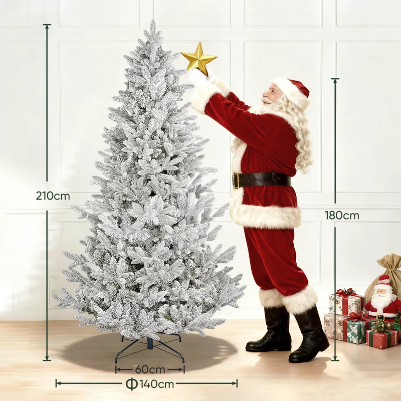 Salcar Künstlicher Weihnachtsbaum mit Schnee – Realistischer Tannenbaum aus PE & PVC, naturgetreu, schwer entflammbar, stabiler Metallständer, einfacher Aufbau, wiederverwendbar