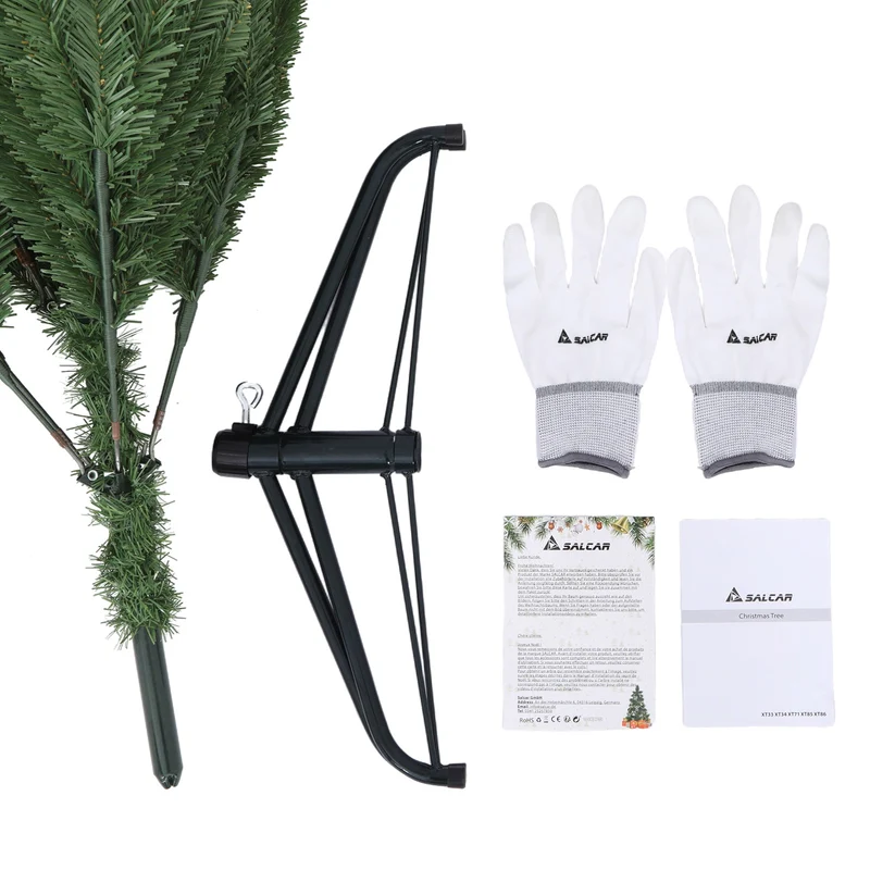 Salcar Künstlicher Weihnachtsbaum aus 100% PVC – Naturgetreuer Tannenbaum mit dichtem Nadelkleid, stabilem Standfuß & Handschuhen – Wiederverwendbar, Sicher & Umweltfreundlich