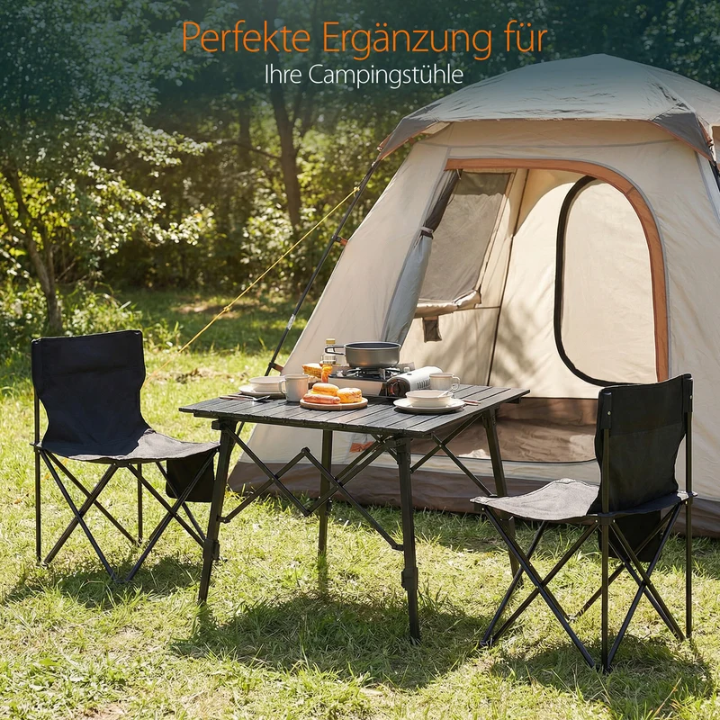 Sekey Campingtisch Aluminium Faltbar 72x69 cm – Ultraleichter Klapptisch Höhenverstellbar 46–66 cm, Wetterfest Balkontisch & Gartentisch mit Tragetasche