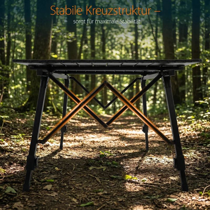 Sekey Campingtisch Aluminium Faltbar 72x69 cm – Ultraleichter Klapptisch Höhenverstellbar 46–66 cm, Wetterfest Balkontisch & Gartentisch mit Tragetasche