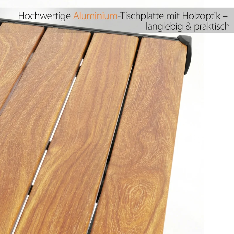 Sekey Klappbarer Campingtisch 120x60 cm – Ultraleichter Aluminium Gartentisch in Holzoptik, Faltbar & Rollbar, Wetterfest Balkontisch mit Ablagenetz & Tragetasche