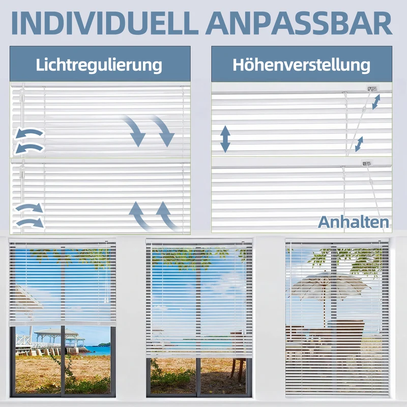 Sekey Aluminium Jalousie ohne Bohren – Klemmfix Jalousie für Fenster, 25 mm Alu-Lamellen, Lichtschutz & Sichtschutz, weiß